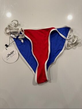 JMP The Label Solana Reversible Bikini Bottom - Red & Blue with White Trim - NWT